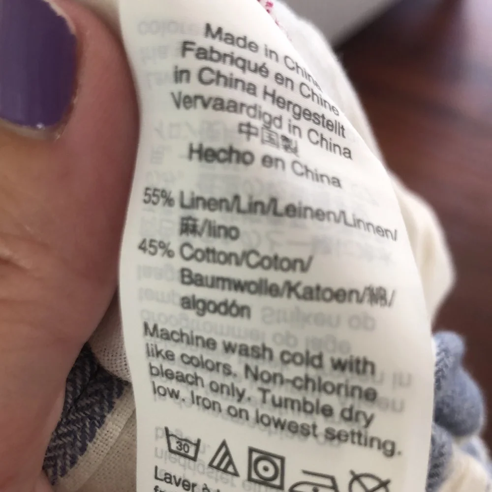 Madewell linen blend blue and white striped pants - Picture 4 of 4